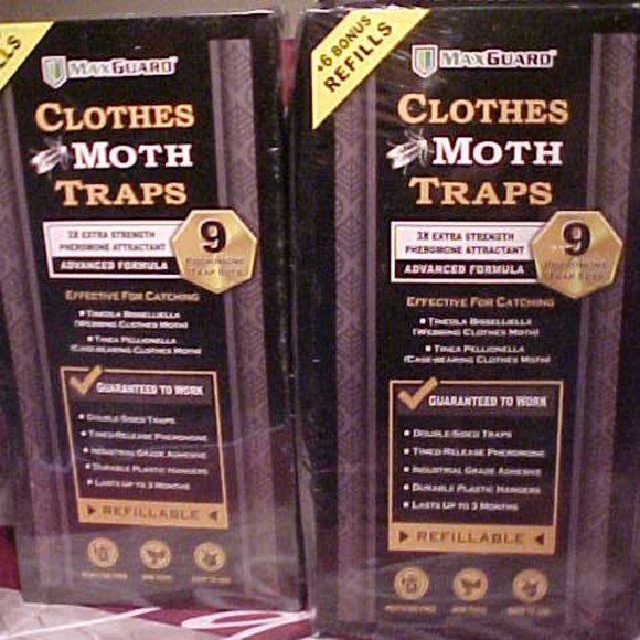 Lot of 2 Boxes MaxGuard Clothes Moth Traps (9 traps & 6 bonus refills each box) - Picture 1 of 2